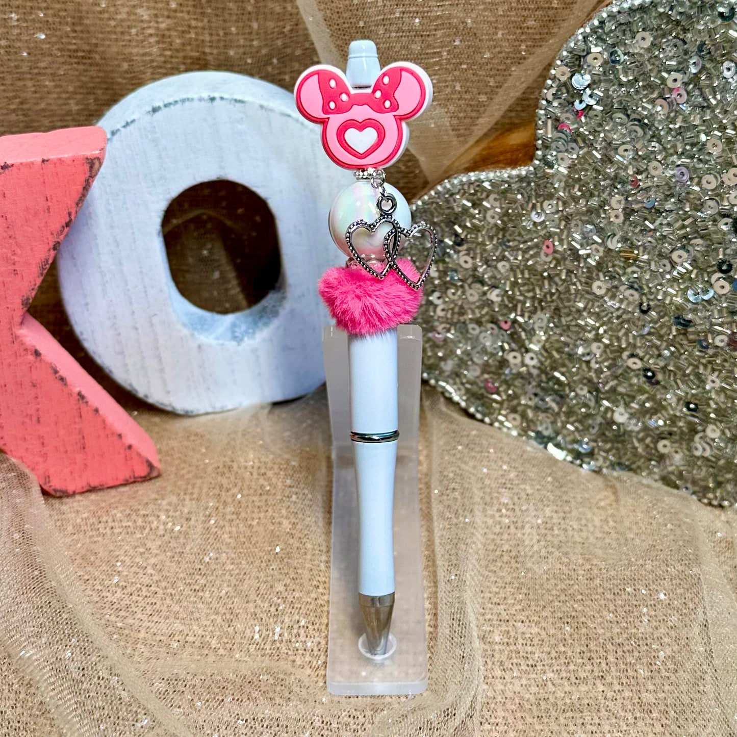 Pen: Ears w/ Double Heart Charm