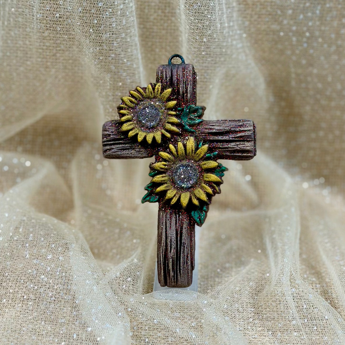 Wood Cross w/ Sunflowers 3D - Freshie