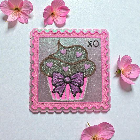 Valentines Heart Cupcake Postage Stamp Freshie